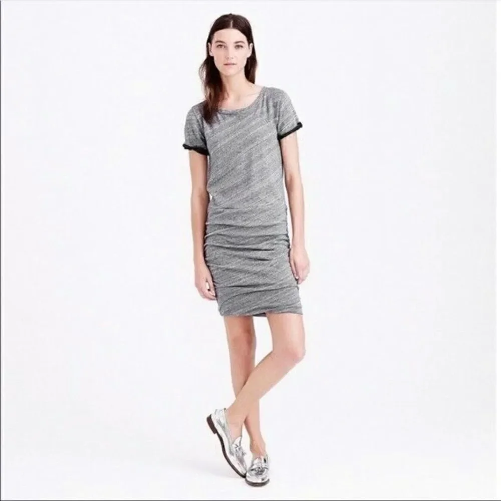J. Crew | J. Crew Ruched Knit Dress Marled Blue Gray  Sweatshirt Dress NWT | M